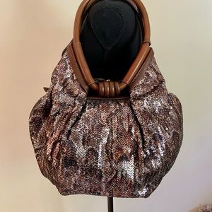 Jimmy Choo Python Print Diego Sequin Bag